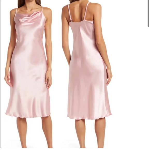 bebe Dresses & Skirts - NWT- BEBE Silky Cowl Neck Pink Slip Dress